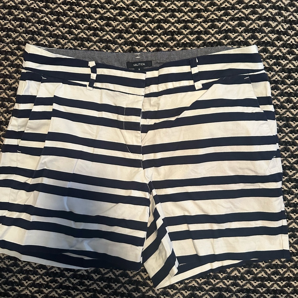 Nautica Navy and White Striped Shorts